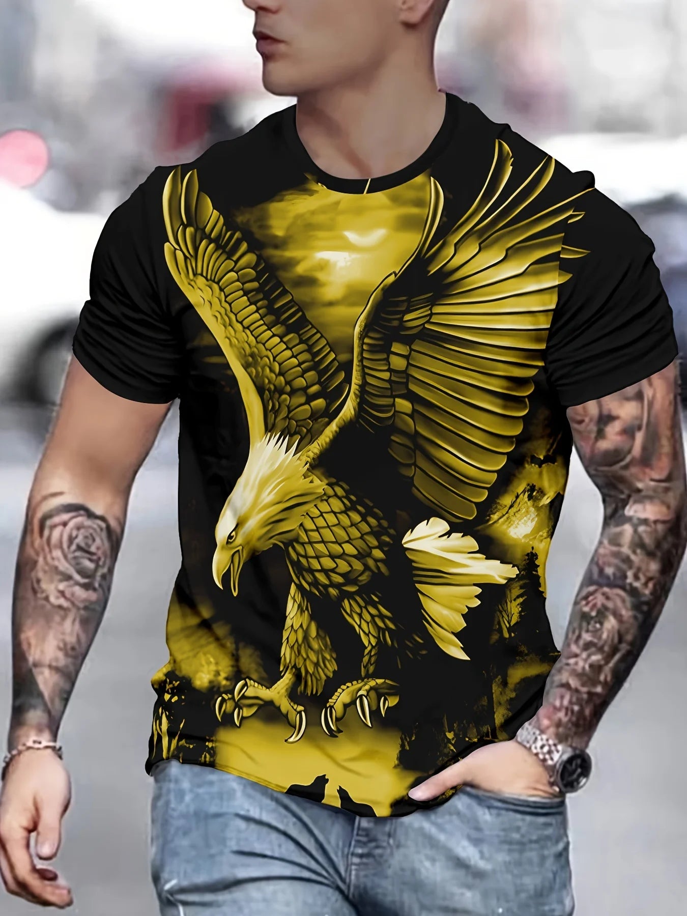 Fashion Eagle Graphic T-Shirts Luxury T-Shirt Summer Men's T-Shirts Casual Tops Short Sleeve T-Shirt 3D Printing Men’s Clothing