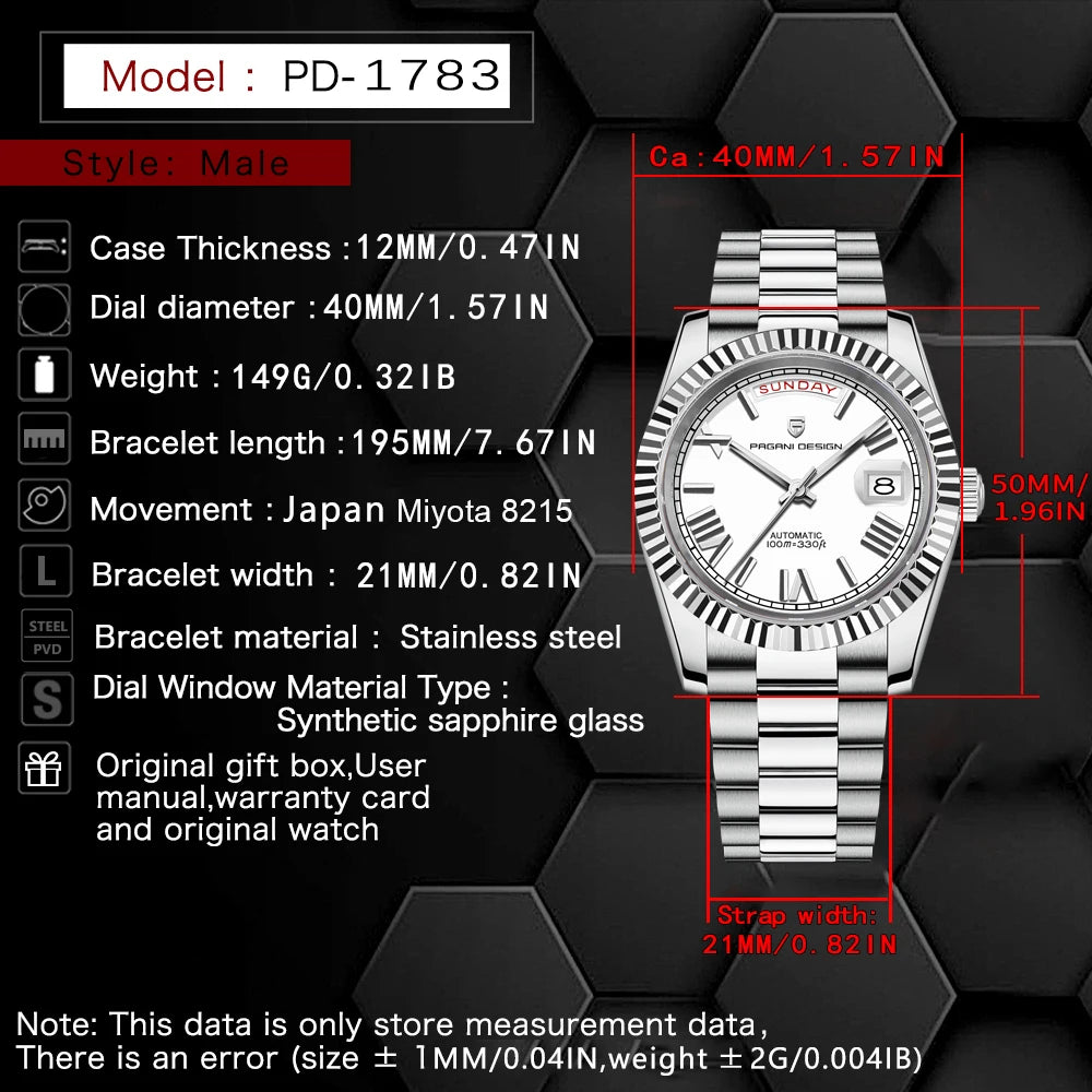 2026 New PAGANI DESIGN Rose Gold Luxury Men's Watches Automatic Mechanical Watch For Man AR Sapphire Waterproof Date Men Clock