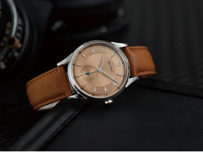 Baltany Men Automatic Watch 38.5mm Pilot Manual Winding Mechanical Wristwatch Sapphire 5ATM Small Second Dial ST1701 ST1700