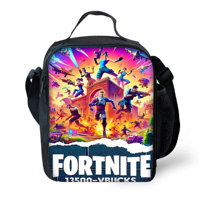 Hot Game Shooting Fortnite Child Insulated Large Capacity Bag for Boys and Girls, Student Outdoor Reusable Thermal Cooler Lunch Box