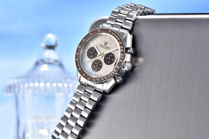 PAGANI DESIGN Saturn Men's Watches 2026 New Top Luxury Quartz Watch Men Light Tan Chronograph AR Sapphire crystal Wristwatch Men