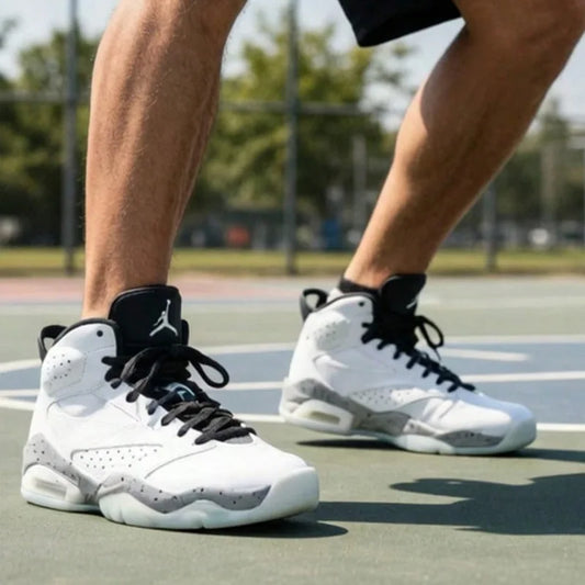 Jordan Lift Off Simple and Versatile Shock-Absorbing, Non-Slip, Wear-Resistant Mid-Top Retro Basketball Shoes for Men, White and Gray Ar4430-101