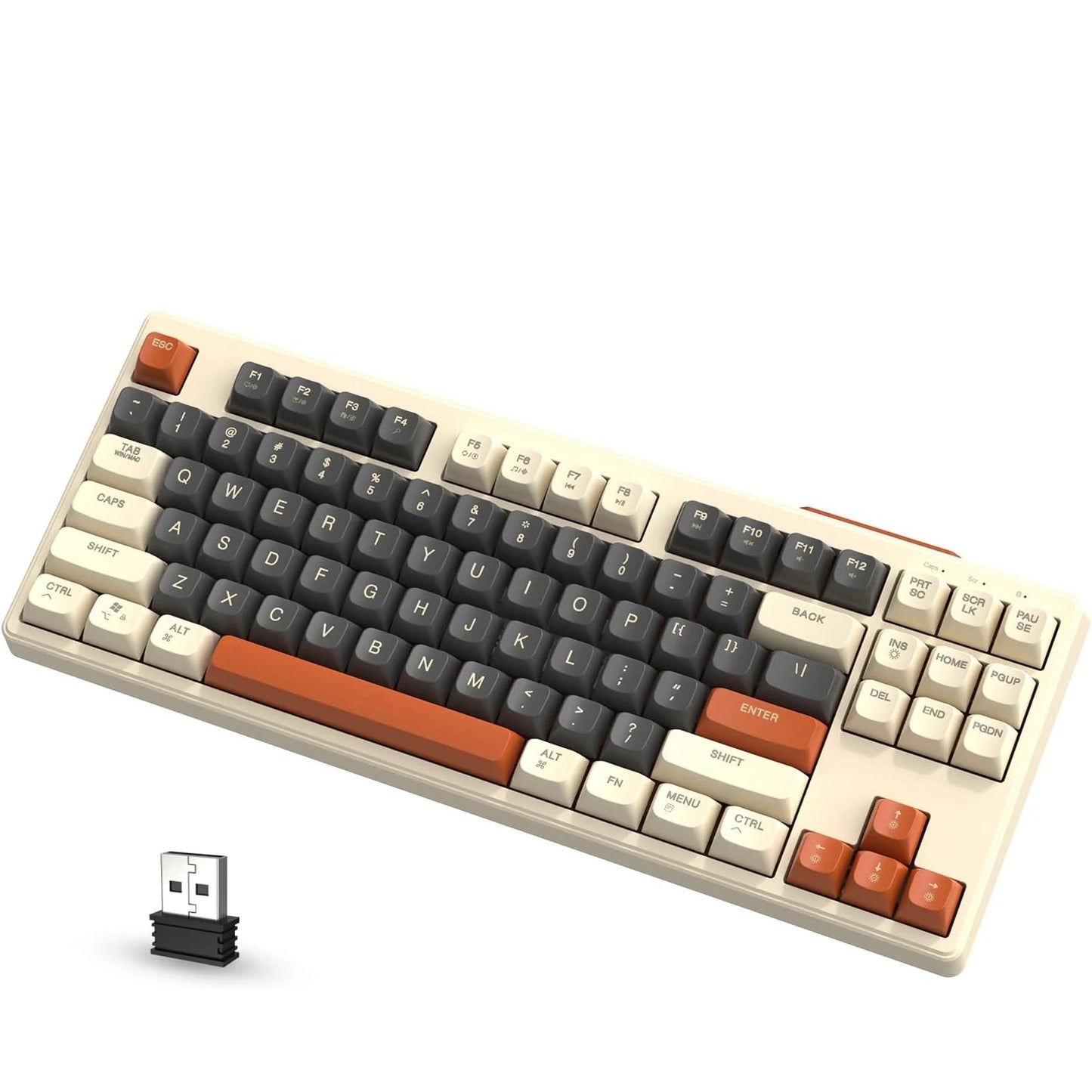 Teclado Gaming Sem Fios Free Wolf M87 75% - Switches Silenciosos, Retroiluminação Rainbow, BT/2.4G, Teclas PBT em Degradé, Design Compacto
