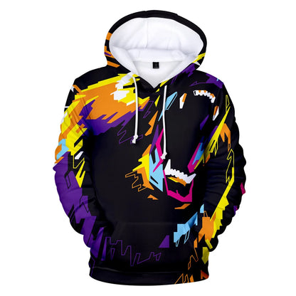 Sweatshirt com Capuz Cool Space Galaxy Wolf para Homem — Lobo Brilhante, Estilo Fashion, Pullover de Primavera e Outono