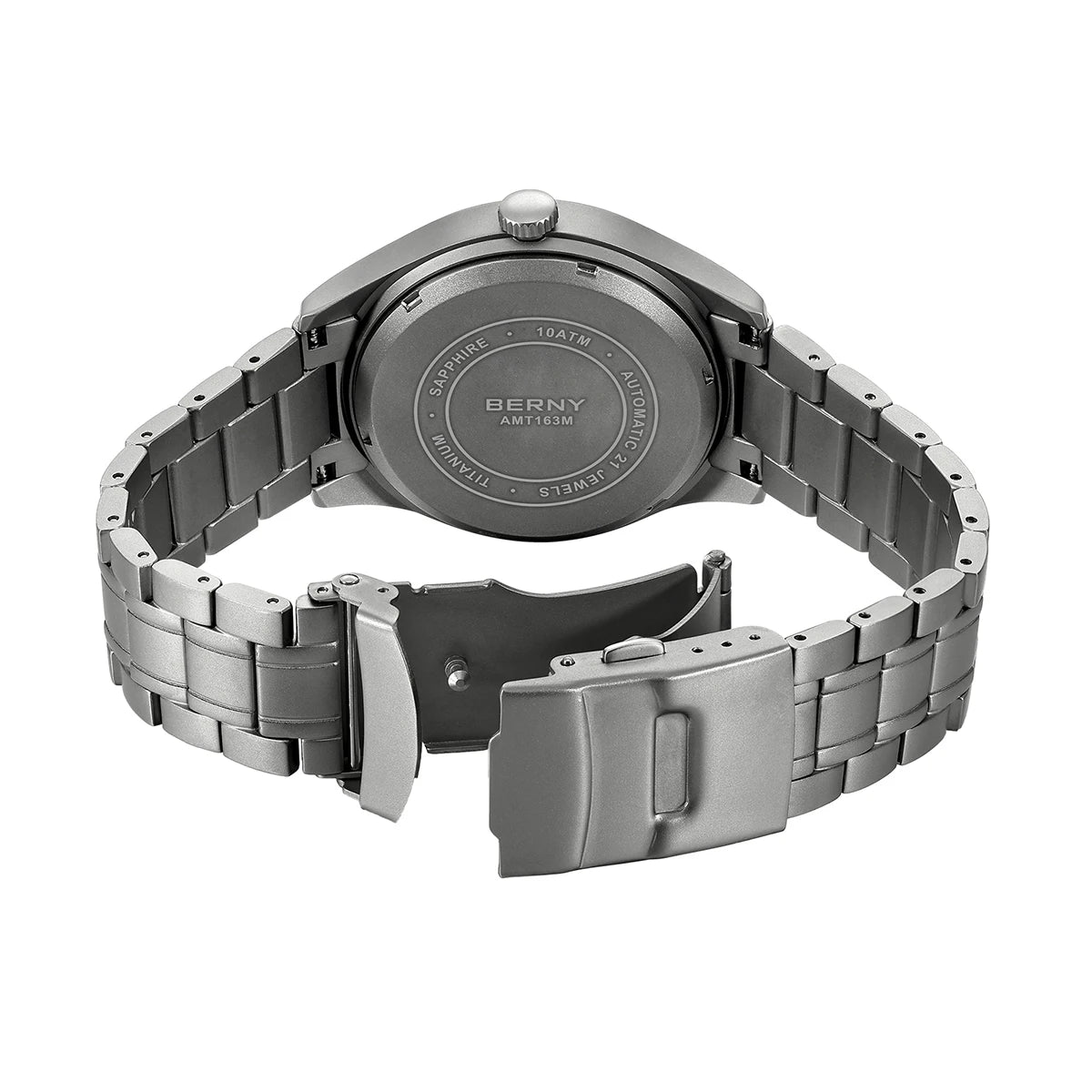 BERNY Automatic Full Titanium Watches for Men Sapphire Super Luminous Mechanical Field Watch Date 10ATM Sports Easy Read