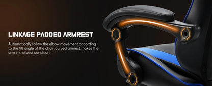 JHK Ergonomic Racing Gaming Chair Adjustable Swivel PU Leather with Headrest and Lumbar Support for Office Computer Living Room