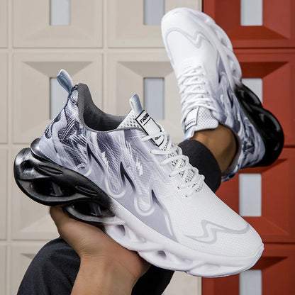 Fashion Gradient Women and Men Sneakers Weave Cushion Sole Sports Casual Shoes For Unisex Lace Up Lightweight Breathable Shoes