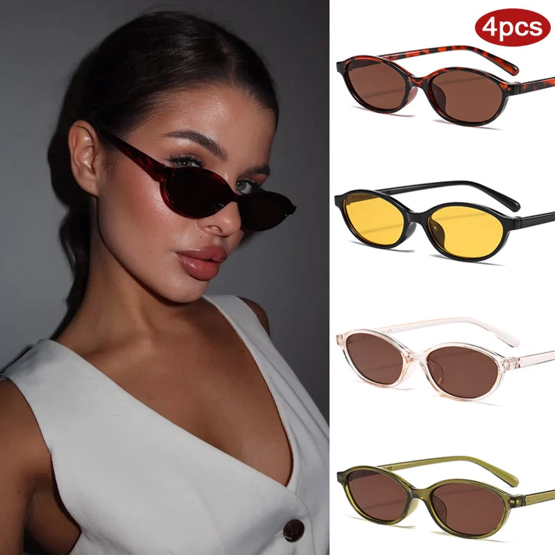 1/4pcs New Casual Elliptical Sunglasses Female Multi Color Frame Glasses Fashion Small Frame Design UV400 Sun Glasses Unisex