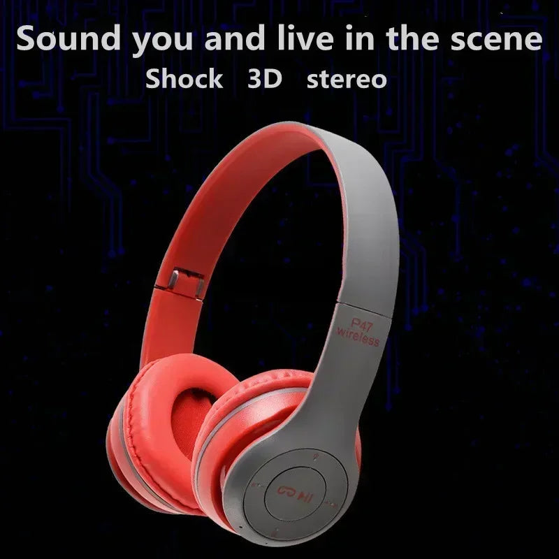 P47 Wireless Bluetooth Headphone With Mic Noise Cancelling Headsets Stereo Sound Earphones Sports Gaming Headphones Supports PC
