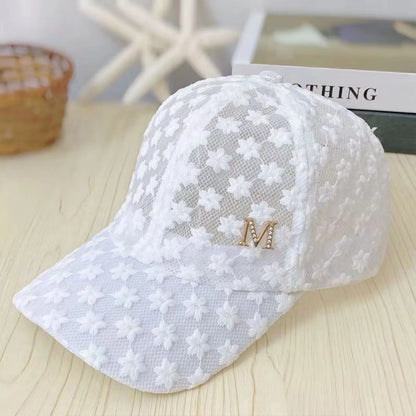 Casquette de baseball fine à fleurs en dentelle pour femme, printemps-été, protection solaire, casquette ajourée, respirante, mignonne, tour de tête réglable