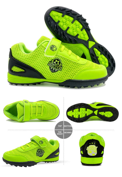 Zapatillas de fútbol infantiles para niño y niña, cierre de velcro, botas de fútbol sin tacos, calzado para principiantes de lacrosse, críquet y béisbol
