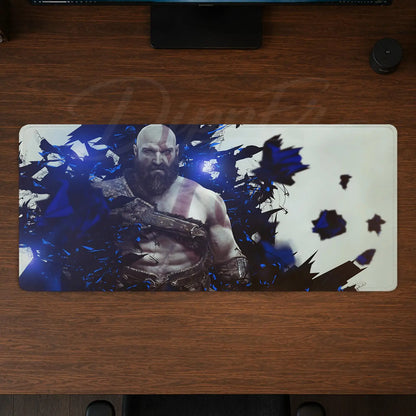 God of War Mouse Pad Gaming office Desk Mat Non-slip Large Mousepad DIY Keyboard Pad stitched edge rubber base