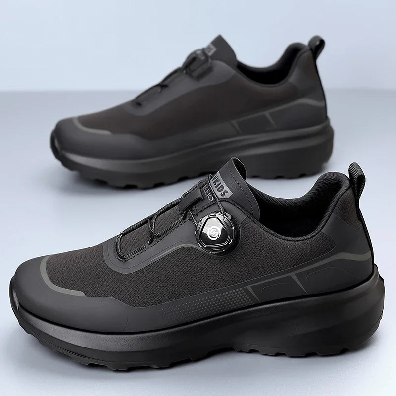 Zapatillas deportivas de running para hombre, ligeras, cómodas y versátiles, de color liso y con cierre ajustable para montañismo