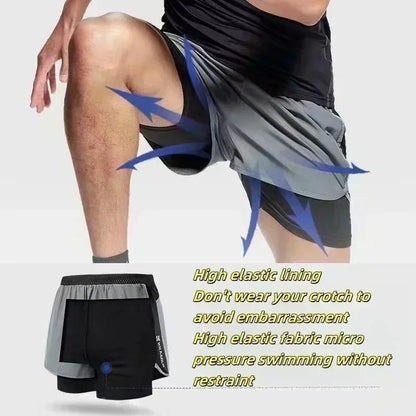 Anime Demon Slayer Gym Shorts Man Quick Dry Pants Double-layer 2 in 1 Shorts Y2k Sportswear Summer 2026 Breathable Streetwear