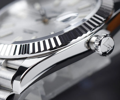 Cronos DateJ Luxury Men's Watch, Stainless Steel 5 Links Bracelet, PT5000 Miyota 9015, 100m Water Resistant, Sapphire