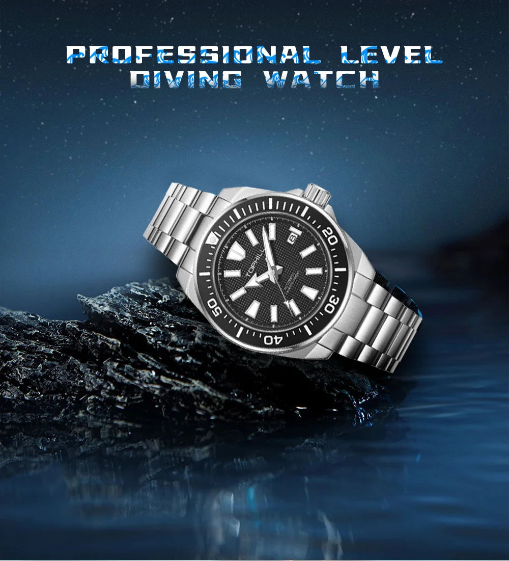 TOPHILL 43.5mm Professional Dive Watch Automatic NH35 Movement Sapphire 300M Waterproof Super Luminous Diving Men's Wristwatches
