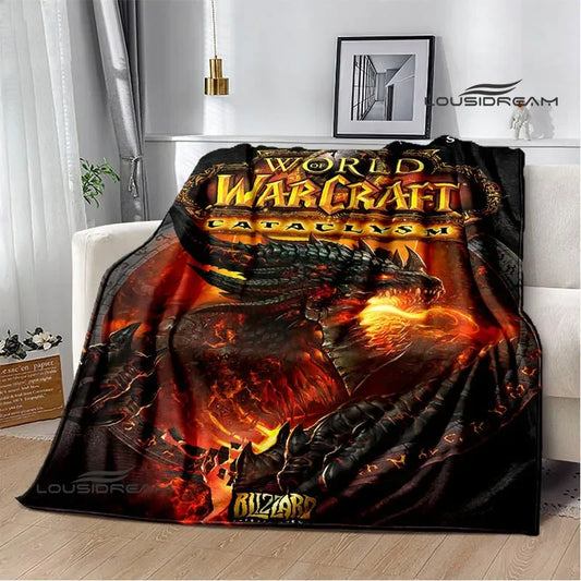 Pătură imprimată World of Warcraft, pătură de picnic, pături călduroase din flanel, pături pentru pat și lenjerie de pat pentru acasă, cadou de ziua de naștere