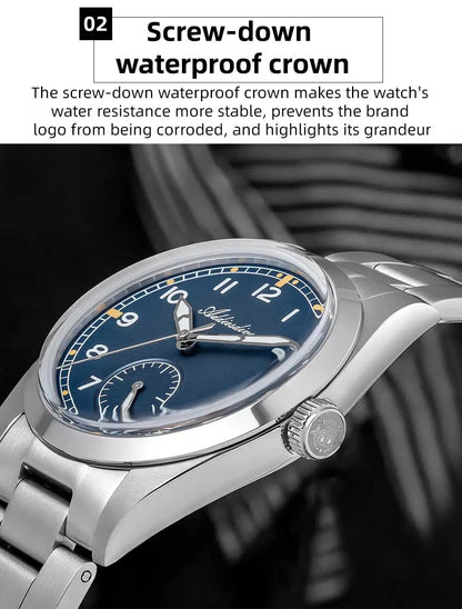 Reloj de cuarzo ADDIESDIVE de 36mm para hombre VH60, luminoso BGW9, cristal abombado tipo burbuja, cubierta de vidrio, resistente al agua 10Bar, acero inoxidable