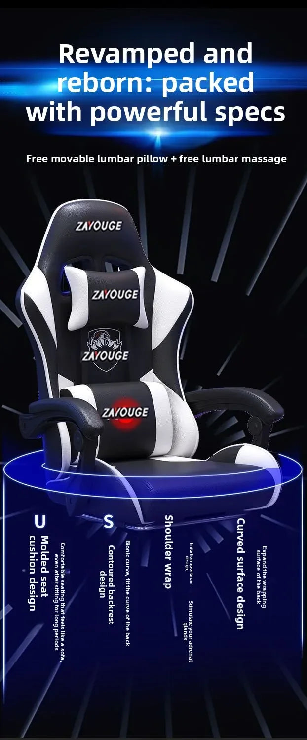 Silla gaming ergonómica para oficina en casa, largas jornadas y streamers, ajustable, reclinable, ligera y duradera