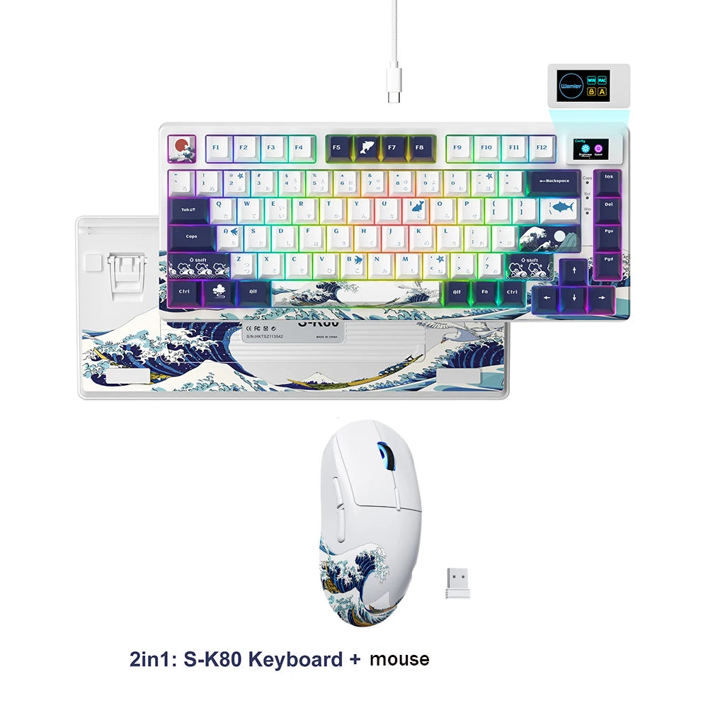 Teclado gamer Womier S-K80 con pantalla OLED a color, teclado mecánico gaming hot-swappable con montaje gasket y RGB personalizable