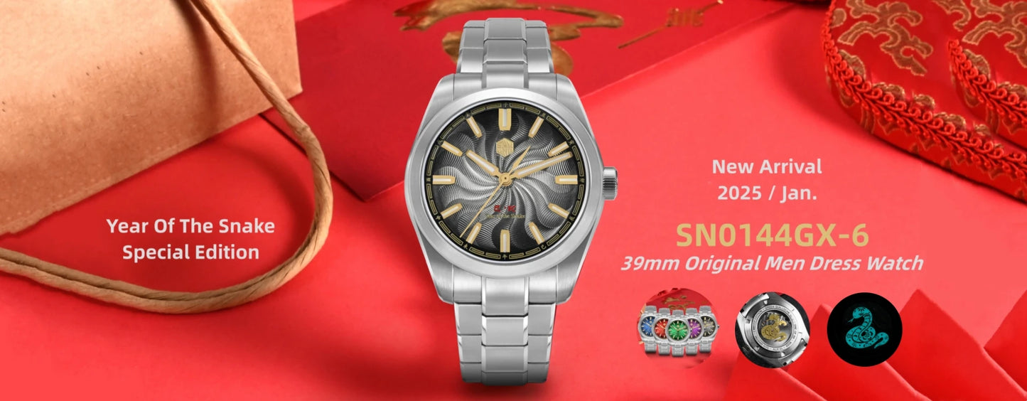 San Martin 39mm Miyota 90S5 Enamel Dial GADA Wristwatch Automatic Mechanical Sapphire BGW-X1 10Bar 5-Link Bracelet  SN0144CG-7