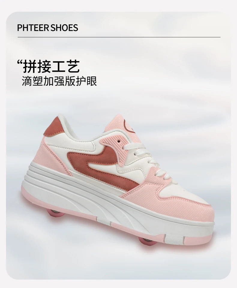 Children's Outdoor Sports Roller Skates Shoes Single Row Wheel Kids Sliding Shoes Four-Wheel for Boys and Girls