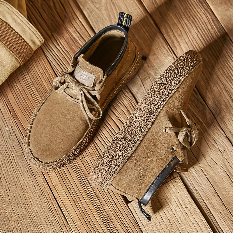 Pantofi casual din piele de căprioară pentru bărbați, de marcă de lux, din piele naturală, realizați manual, cu design antiderapant, pentru primăvară și toamnă