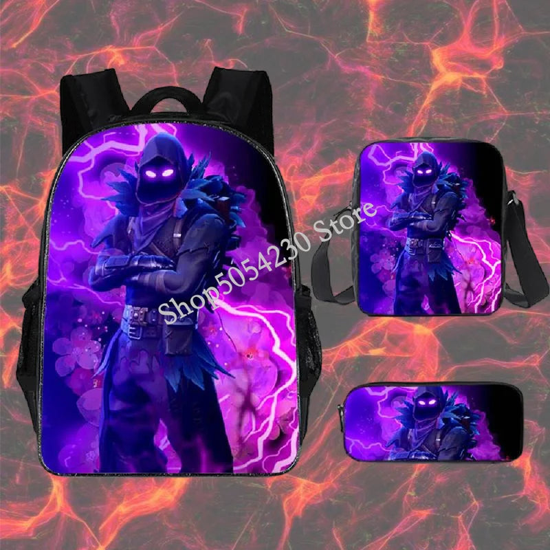 Mochila Fortnited de 3 piezas para niños Victory Game, 16 pulgadas, resistente al agua, mochila preescolar moderna, mochilas escolares para primaria