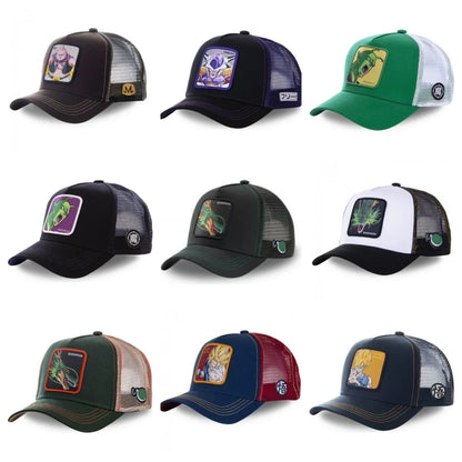 Boné de Basebol Dragon Ball Son Goku para Homem, com Bordado, Pala de Sol, Rede Trucker Ajustável, Estilo Hip-Hop para Viagens de Verão
