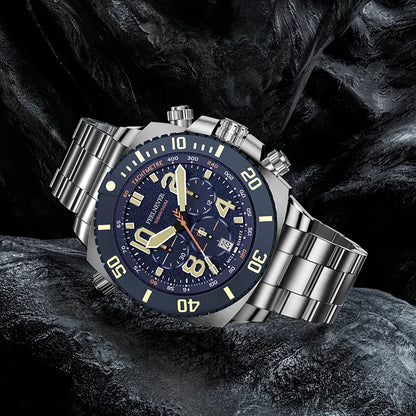FeelNever Sport Automatic Movement Quartz Watch Stainless Steel Sapphire Crystal Watches for Men 500M Waterproof Clocks Watch for Men