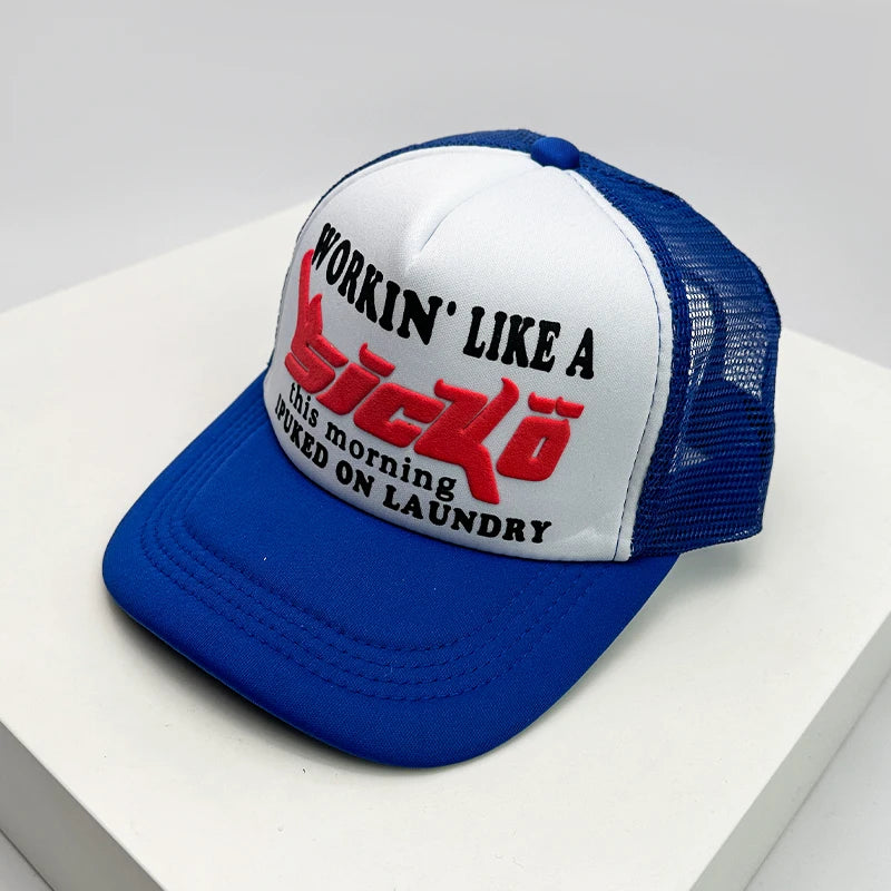 Trucker-Caps im amerikanischen Stil mit Cruise-Print, Anime-Motiven und neuem Schriftzug – atmungsaktive Baseballmützen mit Netzfutter für Herren und Damen, vielseitig kombinierbar
