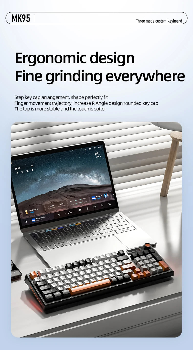 SMAILWOLF MK95 Bluetooth Wireless Three-Mode Mechanical Keyboard Arabic Russian Korean Thai Spanish Keyboard E-Sports Game