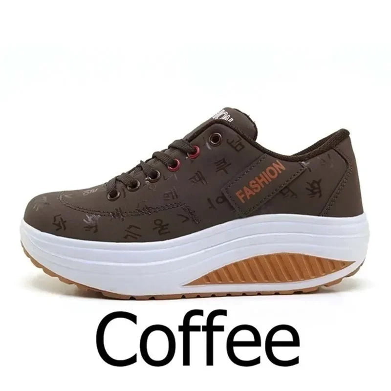 Zapatillas casuales de mujer para exterior con suela gruesa, plataforma de moda, talla grande 42, suela plana, para caminar, deporte, caminatas y running