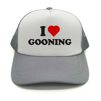 Casquettes de baseball humoristiques « I Love Gooning » – Casquette d'été tendance pour homme en maille, casquette de camionneur humoristique, casquettes unisexes d'extérieur en maille MZ-080