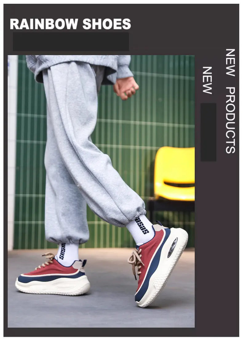 Men's Casual Sports Shoes, Fashionable Thick Soled Skateboarding Shoes, Trendy and Comfortable Men's Shoes Suitable for Outdoor