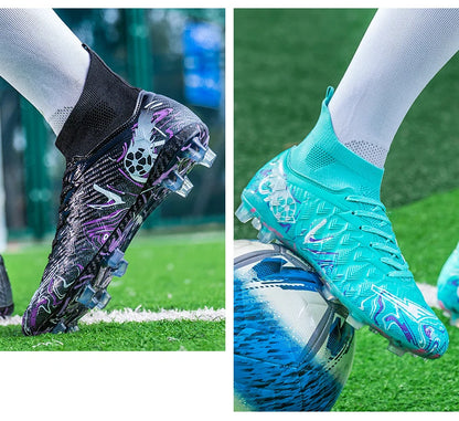 Men's High Ankle Football Boots Turf Soccer Cleats Breathable Non-slip Training Match Sneakers Outdoor Sports FG Soccer Shoes