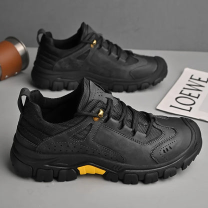 HIKEUP Comfortable Men Trekking Sneakers Male Shoes Waterproof Rubber Sole High Quality Hiking Shoes Wear-Resistant Non-Slip