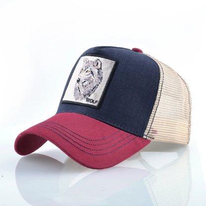 Modebaseballkasket med broderet ulve-patch, snapback, hiphop-trucker-kasket, til mænd og kvinder, udendørs, åndbar kasket med skygge