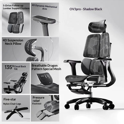 Sedia da ufficio in rete ergonomica executive per computer e gaming, arredo moderno girevole con ruote e regolabile, sedia gaming ergonomica