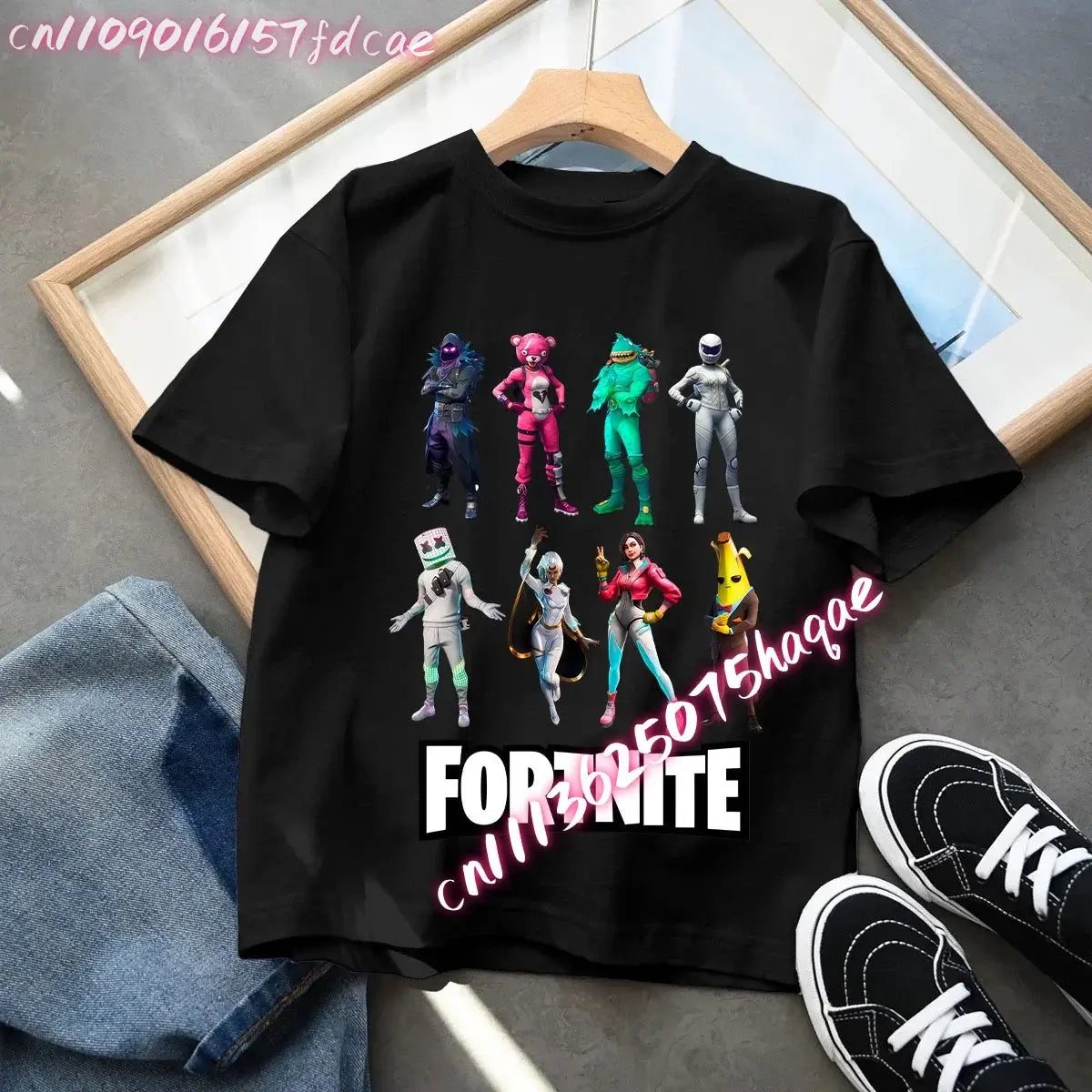 Fortnites Kids Black Cotton T-Shirt Fortress Night Baby Short Sleeve Tees Shirt Cartoon Boy Girl Summer Clothes Kawaii Tops Gift