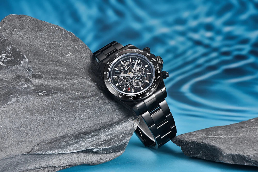 PAGANI DESIGN Orologio meccanico automatico da uomo in acciaio inossidabile, impermeabile 10Bar, sportivo, di lusso casual per uomo