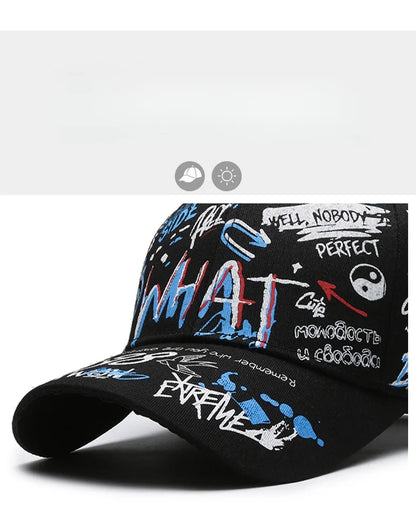 New Fashion Women Men Graffiti Cotton Baseball Cap Unisex Printed Snapback Hat Hip Hop Trendy Outdoor Cap Hat for Men Women