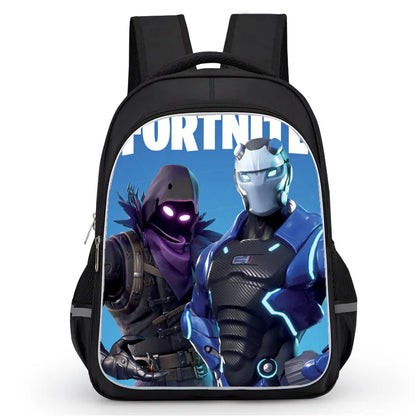 16 Inch Fortnite Cartoon Backpack Unisex for Boys and Girls with Dual Zippers Large Capacity Lightweight Student Backpack