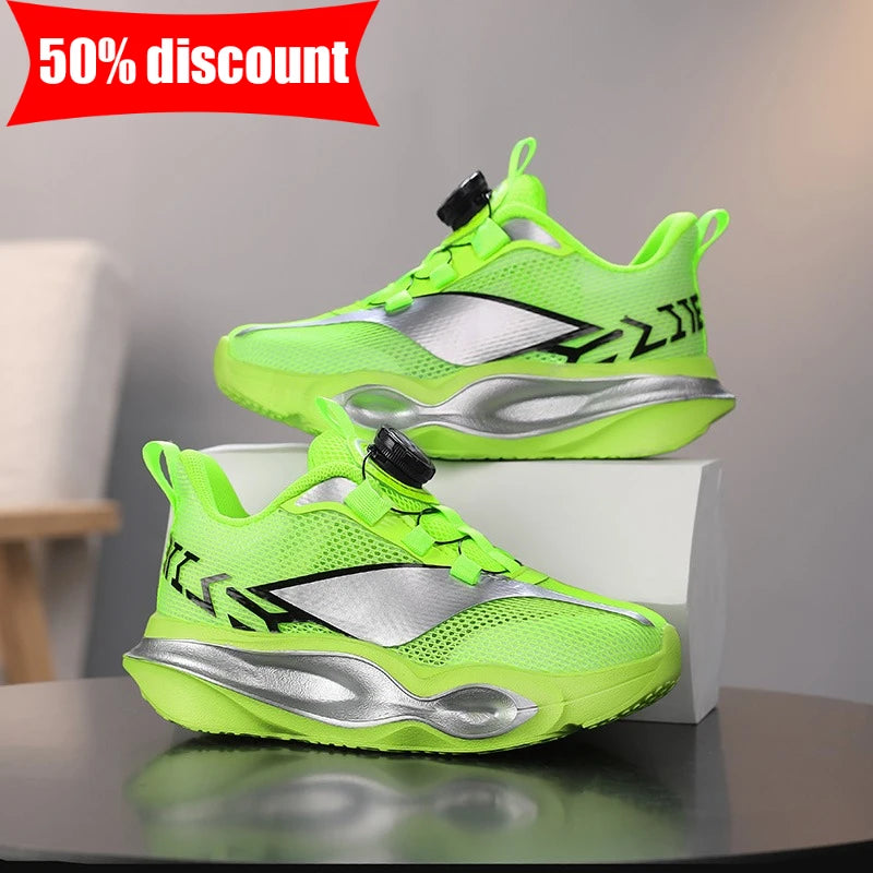 Children Sneakers Fashion Thick Soft Sole Cushioning Elastic Casual Comfortable Tennis Shoes New Lightweight Mesh Jogging Shoes
