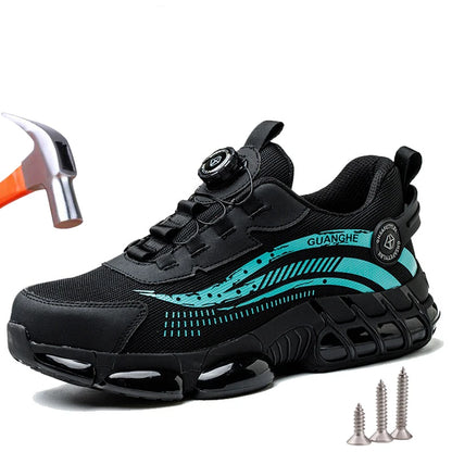 Chaussures de sécurité pour hommes et femmes, chaussures de travail à bout en acier, légères, bouton rotatif, baskets de protection Anti-écrasement, bottes de sécurité pour le travail