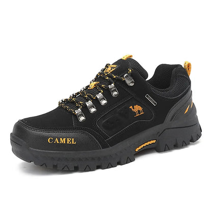 Classic Black Men's Hiking Shoes Outdoor Low-Cut Climbing Walking Shoes Trekking Sneakers Non-Slip Mountaineering Shoes for Men