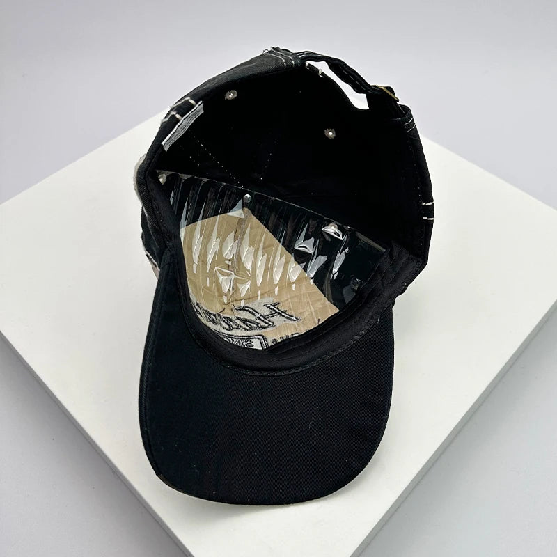 Gorras de béisbol vintage coreanas lavadas para hombre y mujer, de algodón, con cierre snapback, bordado de letras, versátiles, modernas e informales con efecto desgastado