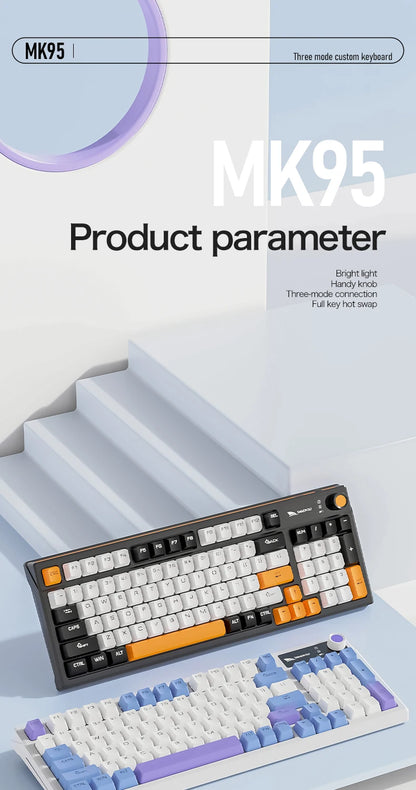 SMAILWOLF MK95 Bluetooth Wireless Three-Mode Mechanical Keyboard Arabic Russian Korean Thai Spanish Keyboard E-Sports Game