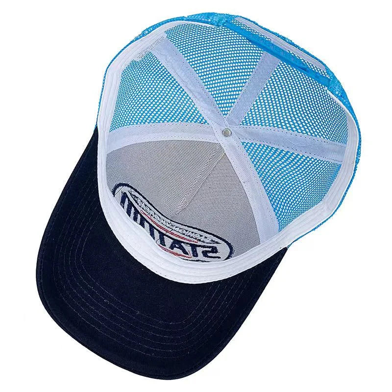 New Style Unisex Baseball Cap Classic STATION Letter Pattern Mesh Cap Men and Women Breathable Streetwear Summer Trucker Hat