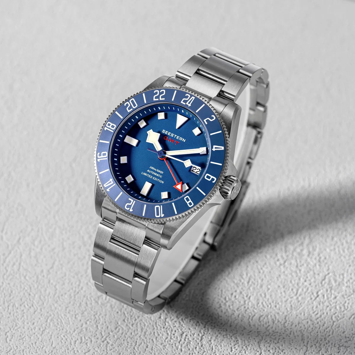 SEESTERN Titanium Diver Men of Watch GMT Automatic Mechanical Wristwatch NH34 Movement Sapphire Crystal 200M Waterproof Lume New